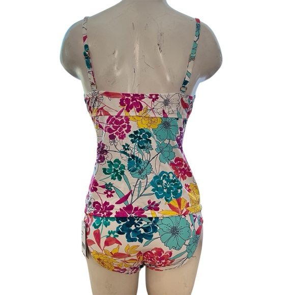 New Reaction Kenneth Cole Women's Tankini Swimsuit Set Small Colorful Floral - Picture 2 of 9